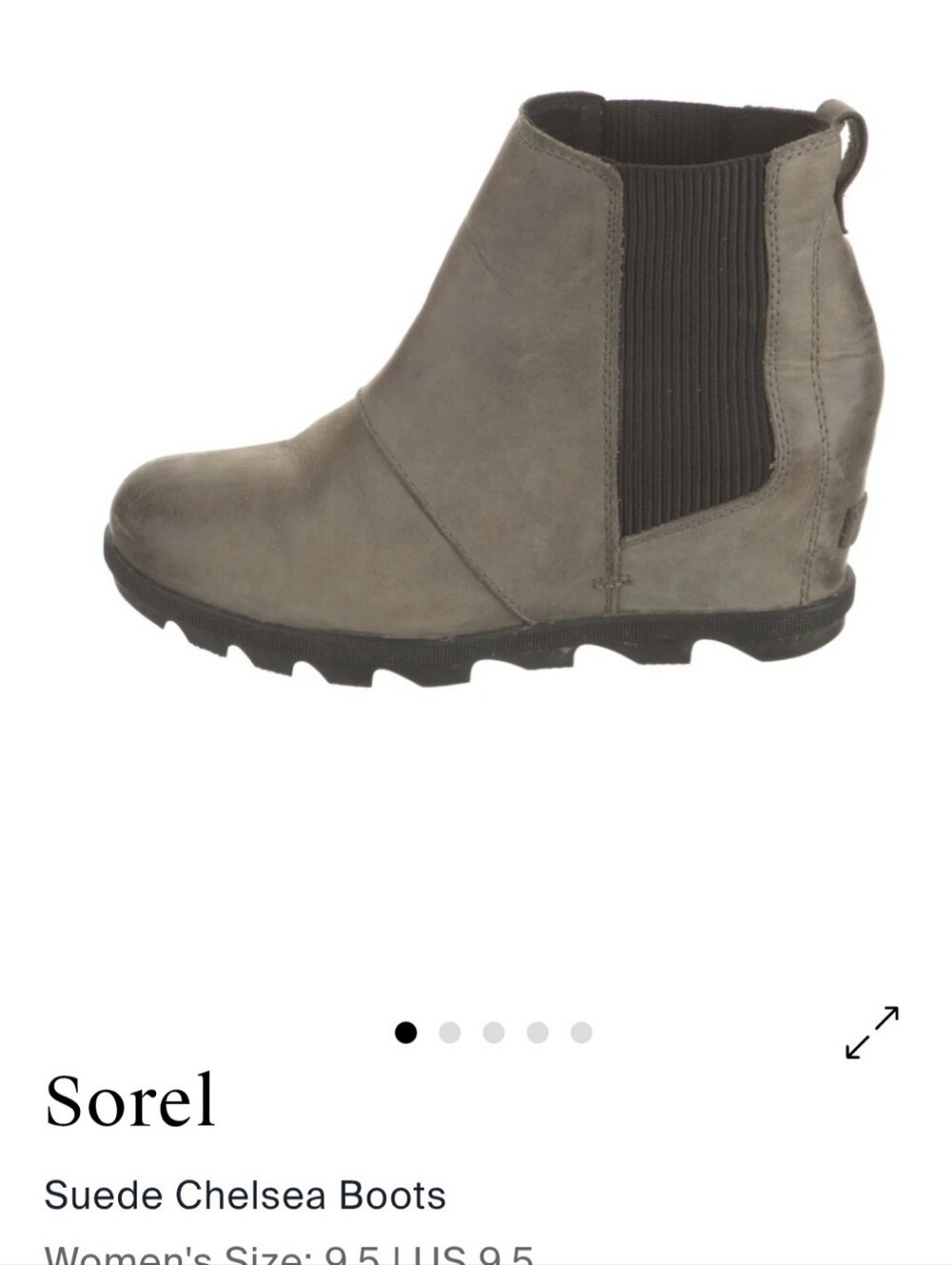 Sorel Grey Suede Chelsea Wedge Booties - Picture 5 of 6